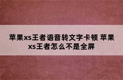 苹果xs王者语音转文字卡顿 苹果xs王者怎么不是全屏